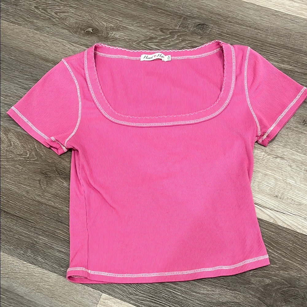 Heart & Hips Pink Ribbed Women's Top